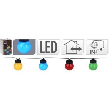 GUIRNALDA CON 20 BOMBILLAS ESFERICA DE LED FIJA MULTICOLOR IP44 1250CM