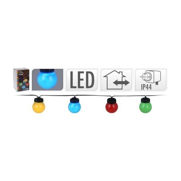 GUIRNALDA CON 20 BOMBILLAS ESFERICA DE LED FIJA MULTICOLOR IP44 1250CM