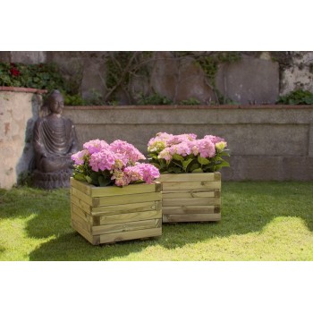 JARDINERA CUADRADA SPIRO 50x50x40 MARRON OSCURO INTERMAS