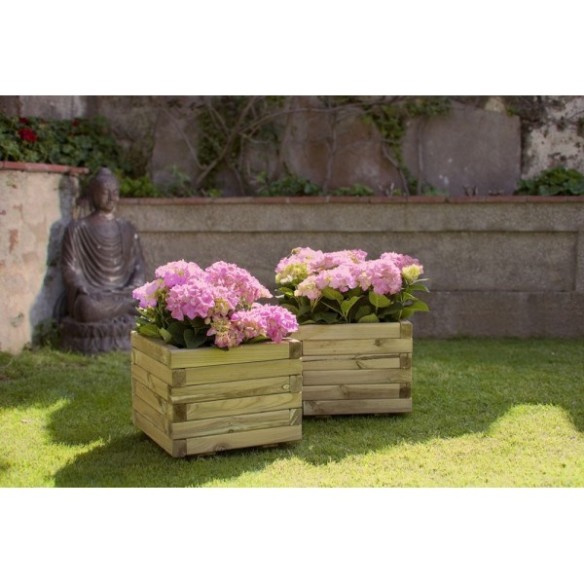 JARDINERA CUADRADA SPIRO 50x50x40 MARRON OSCURO INTERMAS