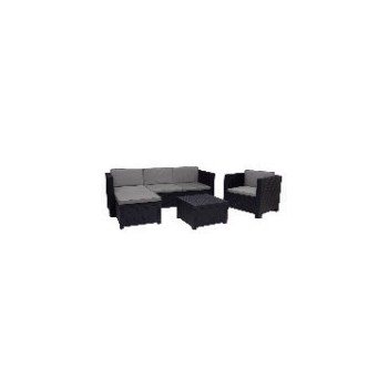 SET MANHATTAN SOFA+SILLON+MESA+POUF GRAFITO