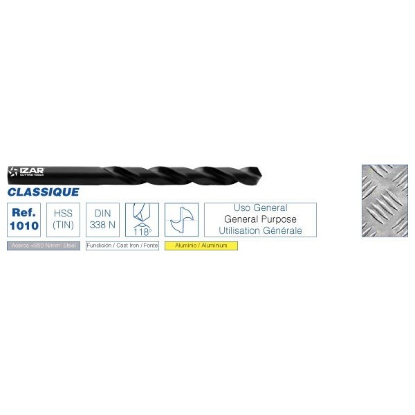 BROCA IZAR 1010 HSS DIN 338 CILINDRICA 4 MM