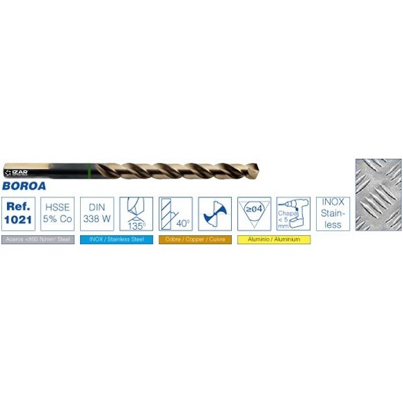 BROCA IZAR 1021 HSSE DIN 338W INOX CILINDRICA 5 MM