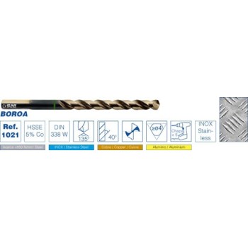 BROCA IZAR 1021 HSSE DIN 338W INOX CILINDRICA 6 MM