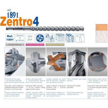 BROCA IZAR ZENTRO 1891 WIDIA SDS PLUS 4 PUNTAS 10X160 MM