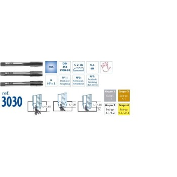 JUEGO MACHOS MANO   HSS DIN 352 3003 06.00X1.00 MM 3 UDS