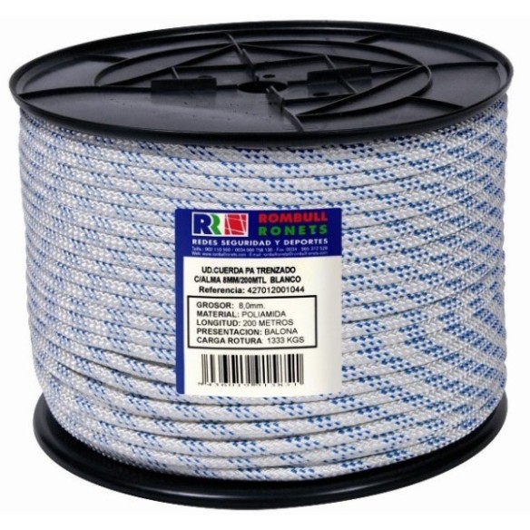 CUERDA PA TRENZADA BALONA POLIAMIDA CON ALMA Ø 12 MM BLANCO 100 M