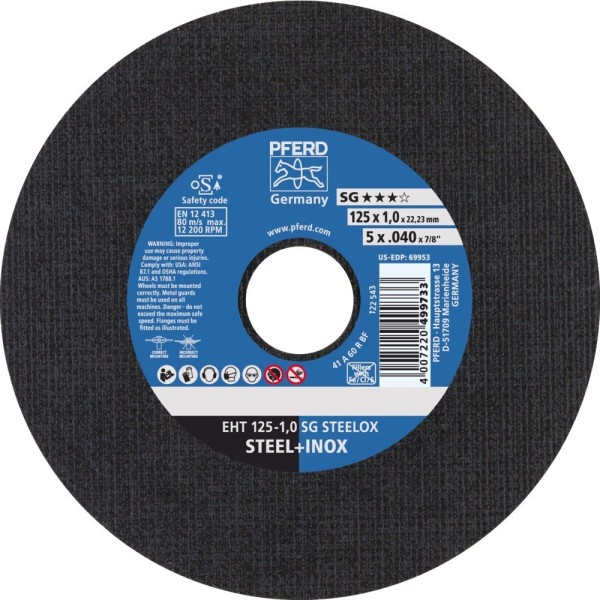 DISCO CORTE PFERD EHT A60 RSG INOX 125X1 MM