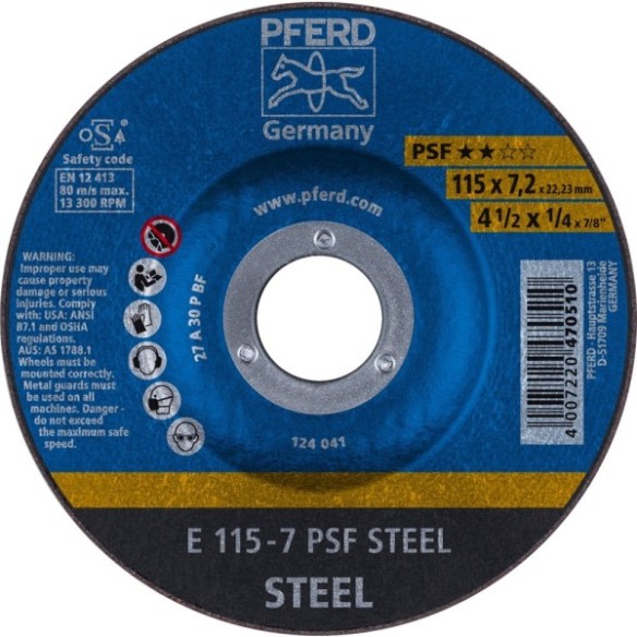 DISCO DESBASTE PFERD E  ACERO 125X7 PSF STEEL