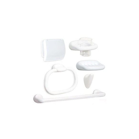 JUEGO BAÑO OLYMPIA PP PARED BLANCO KIT 6 PIEZAS