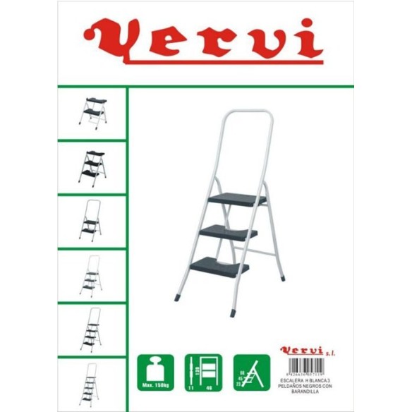ESCALERA H BLANCA 3PELD. C/BARANDILLA VERVI