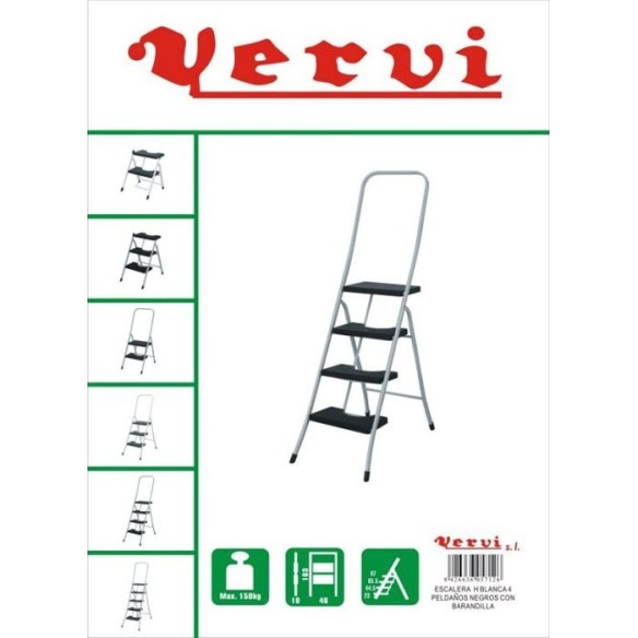 ESCALERA H BLANCA 4PELD. C/BARANDILLA VERVI