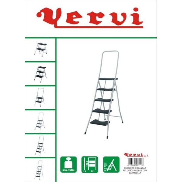 ESCALERA H BLANCA 5PELD. C/BARANDILLA VERVI