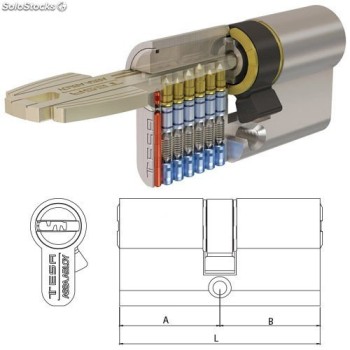 CILINDRO TESA T60 5-LL R13 LN LATON NIQUELADO
