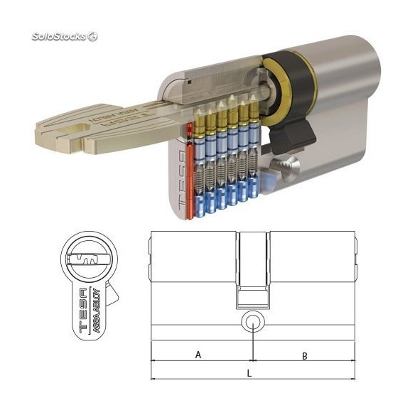 CILINDRO TESA T60 5-LL R13 LN LATON NIQUELADO