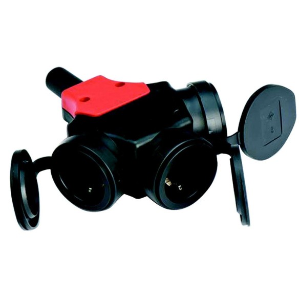 ADAPTADOR TRIPLE TT 16A GOMA IP44  FAMATEL