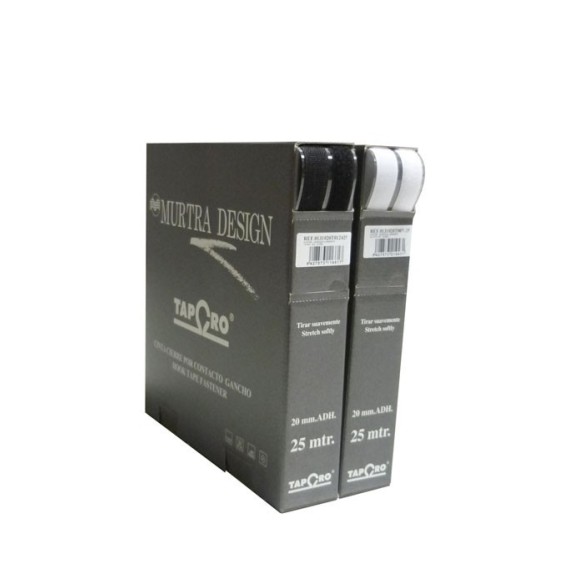CINTA VELCRO ADHESIVA TAPCRO MURTRA 25 M X 25 MM NEGRA CAJA 2 TIRAS