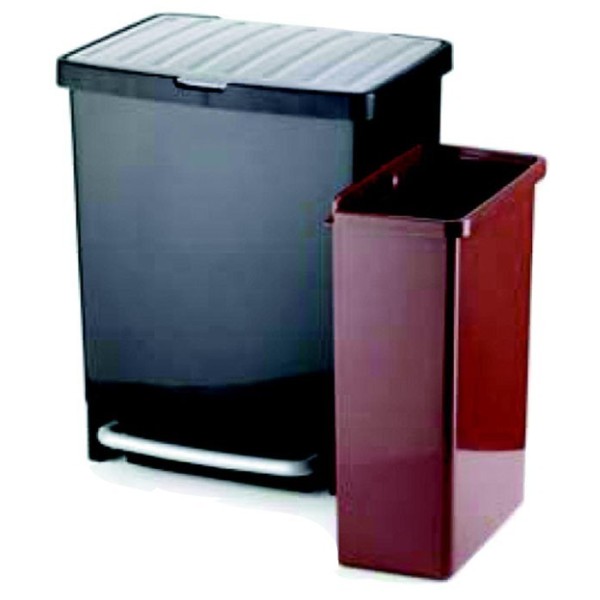 CUBO BASURA RECICLAJE 17+8L NEGRO TA-TAY