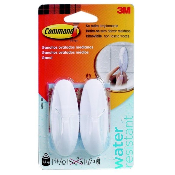 GANCHO COMMAND DISEÑO MEDIANO RESISTENTE AL AGUA W17081  3M