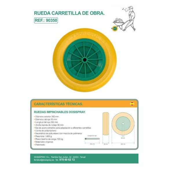 RUEDA CARRETILLA DE OBRA IMPINCHABLE