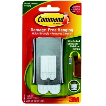 CLAVO COMMAND ADHESIVO CON CLAVO UNIVERSAL EXTRA GRANDE PLATA