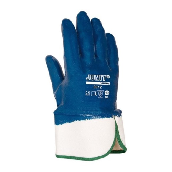 GUANTE NITRILO PESADO SOPORTE ALGODON AZUL 9912-L JUBA