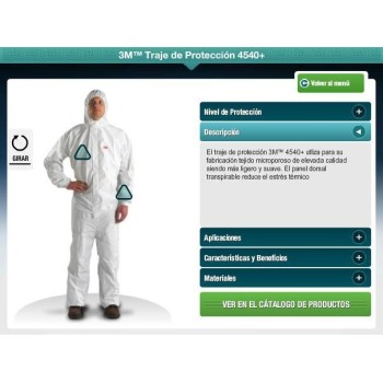 BUZO DESECHABLE 3M P4540 PROTEC. QUIMICA/ANTI-ESTÁTICA BLANCO T-L