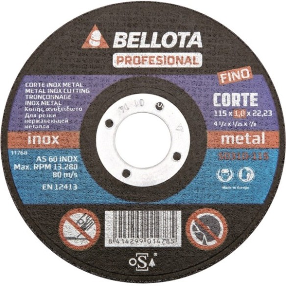 DISCO CORTE BELLOTA INOX 125X1 MM AS 60