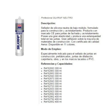 SILICONA SILKRAF NEUTRO GRIS 300 ML KRAFFT