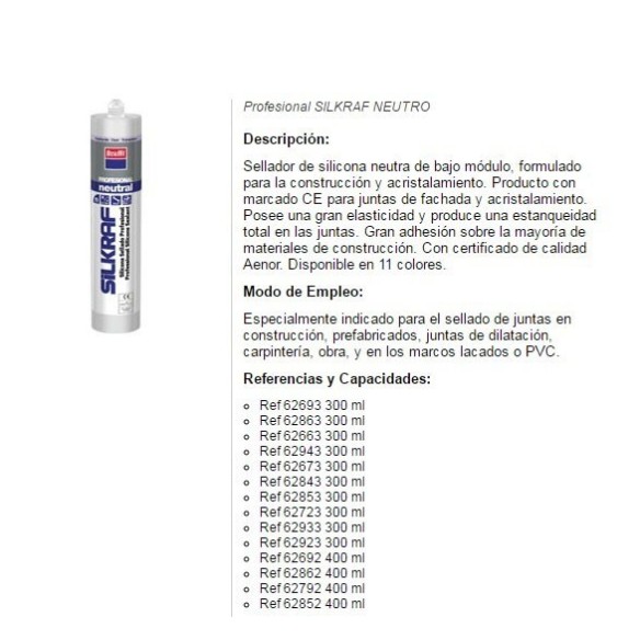 SILICONA SILKRAF NEUTRO GRIS 300 ML KRAFFT