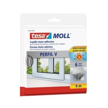 BURLETE PERFIL EN V PUERTAS Y VENTANAS CORREDERAS 5M GRIS