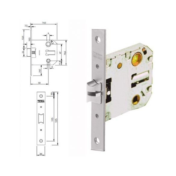 PICAPORTE TESA 2004U/50 HN UNIF 1/2 HIERRO NIQUELADO