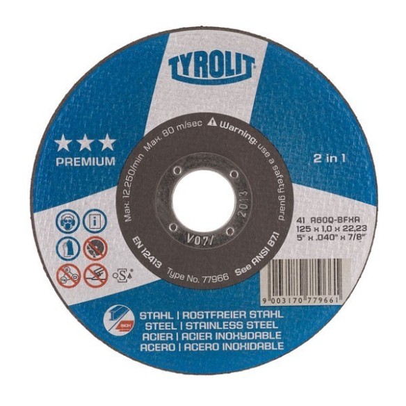 DISCO CORTE TYROLIT PREMIUM A60Q-BFP INOX 115X1 MM