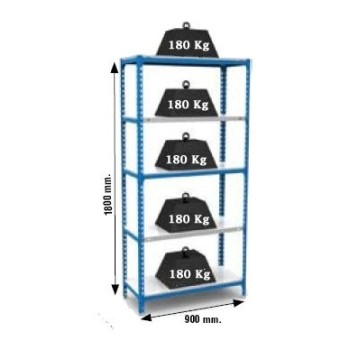 ESTANTERIA SIMONCLICK 5/400 SIMON 1800 X 900 X 400 MM AZUL NARANJA 5 BALDAS