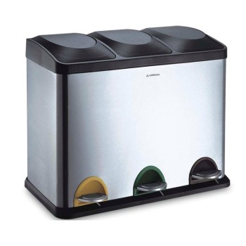 CUBO INOX RECICLAJE 3 COMPARTIMENTOS STEP BIN 45L  (3x15)ARREGUI