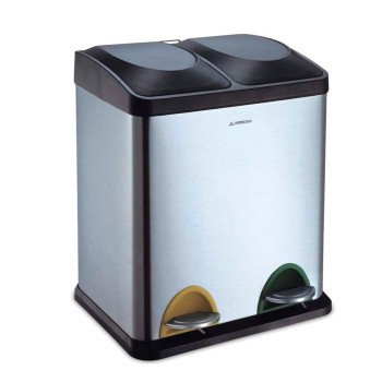 CUBO INOX RECICLAJE 2 COMPARTIMENTOS STEP BIN 30L ARREGUI