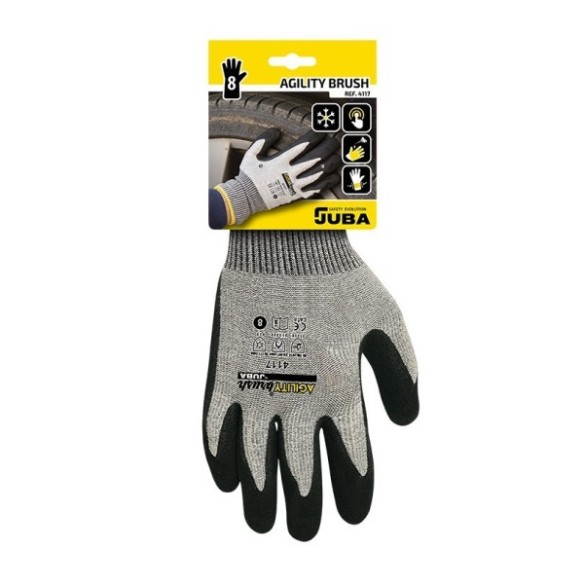 GUANTE AGILITY BRUSHG ALG/SPANDEX C/NITRILO FOAM T-9 JUBA