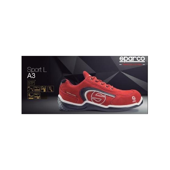 DEPORTIVA SPARCO SPORT LOW S1P PIEL VELOUR ROJO T- 40