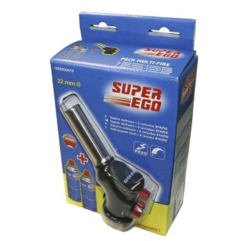 SOPLETE GAS SUPER-EGO MULTIFIRE PIEZO 2 CARTUCHOS BTN 250