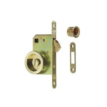 KIT CERRADURA PUERTA CORREDERA AMIG MOD.611 PICO LORO CANTOS REDONDOS 50 MM HIERRO LATONADO