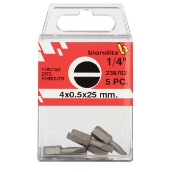 "JUEGO PUNTAS BIANDITZ 1/4""  BOCA RECTA 4.5X0.6X25MM 10UDS"