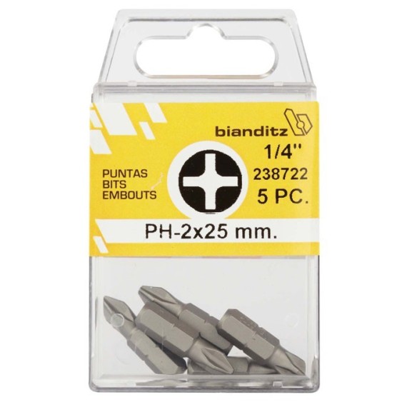 "JUEGO PUNTAS BIANDITZ 1/4""  PH-3 25MM 10UDS"