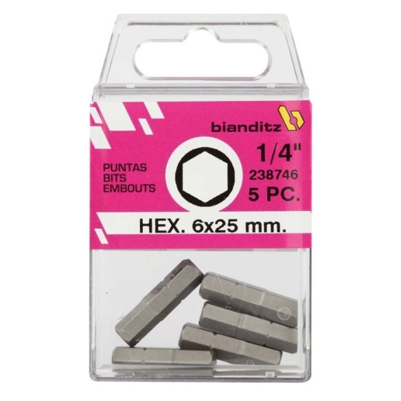 JUEGO PUNTAS BIANDITZ HEXAGONAL 4X25MM 10UDS