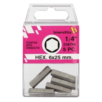 "JUEGO PUNTAS BIANDITZ 1/4"" HEXAGONAL 6X25MM 10UDS"