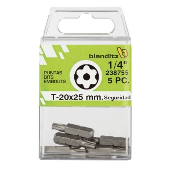 "JUEGO PUNTAS BIANDITZ 1/4""  T-27 INVIOLABLE 25MM 10UDS"