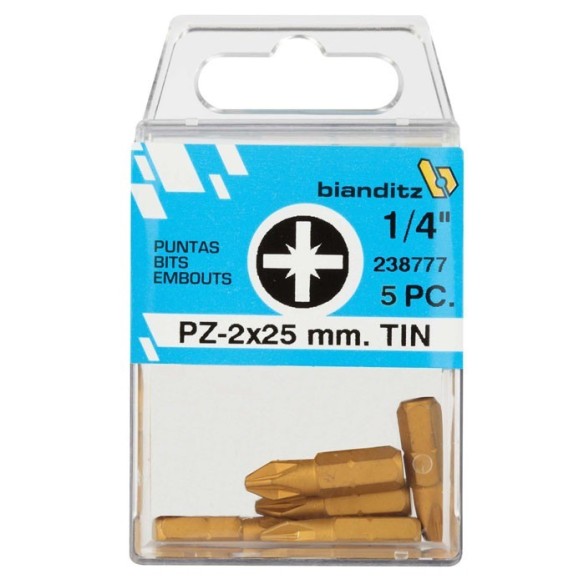 "JUEGO PUNTAS BIANDITZ 1/4""  PZ-3 TITANIO 25MM 10UDS"