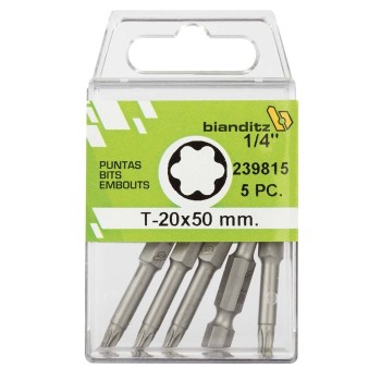 "JUEGO PUNTAS BIANDITZ 1/4""  T-30 50MM 5UDS"