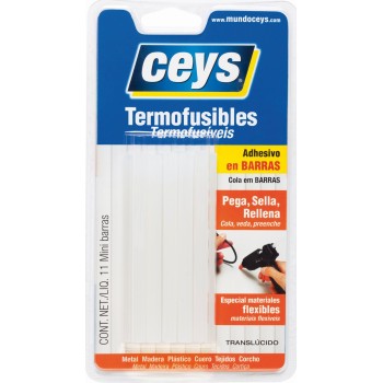 COLA TERMOFUSIBLE BARRA 50/100 TRASLUCIDO BLISTER 11UDS