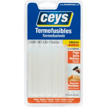 COLA TERMOFUSIBLE BARRA 45/90 TRASLUCIDO BLISTER 11UDS