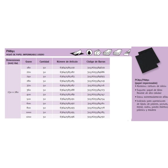 LIJA AL AGUA FLEXOVIT 230X280MM GR-360 HOJA